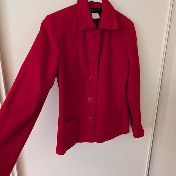 Vintage Harve Benard Womens 10 Wool Blend Red Jacket Classic Office Preppy - Picture 5 of 7